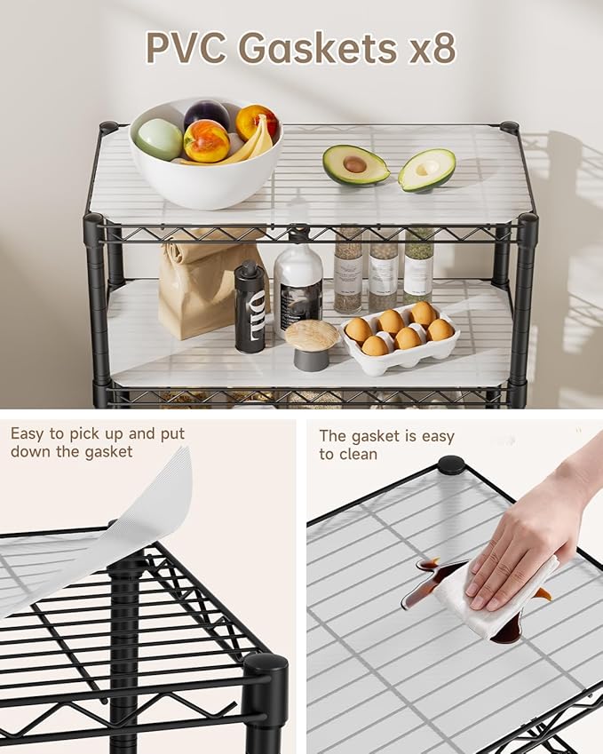 8 Tier Shelves Storage Shelf Wire Closet Bathroom Organizers Metal Pantry - Image 4