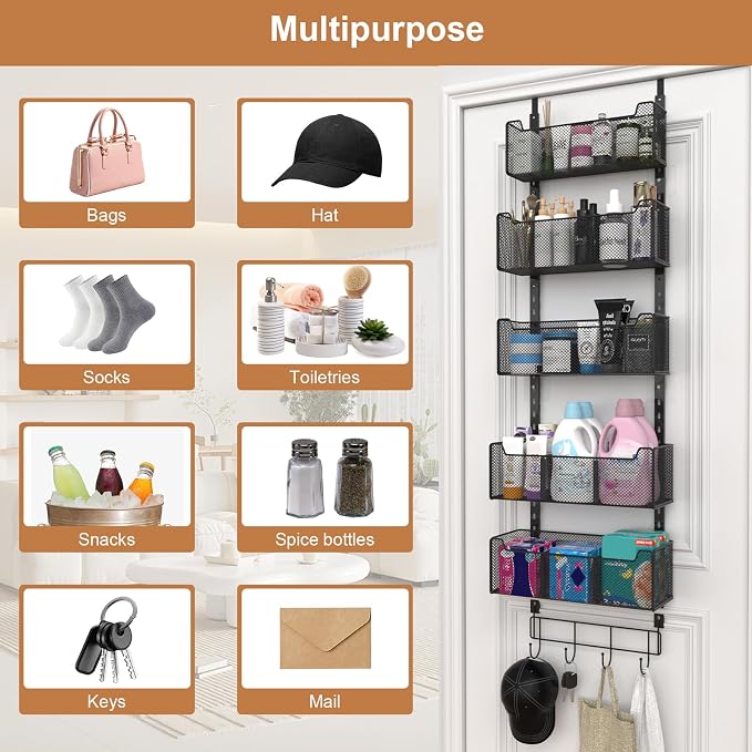 Over The Door Organizer, Metal Door Organizer Hanging - Image 8