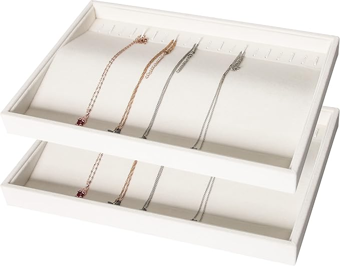 Coward Set of 2 Stackable Necklace Holder Organizer Tray Velvet Necklace by FocusOnJewelryDisplay15yrs
