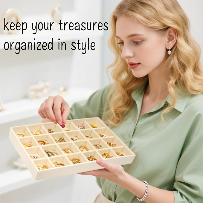 8 Pack Velvet Jewelry Trays X-Large Stackable Jewelry Drawer Organizer Tray - Image 5