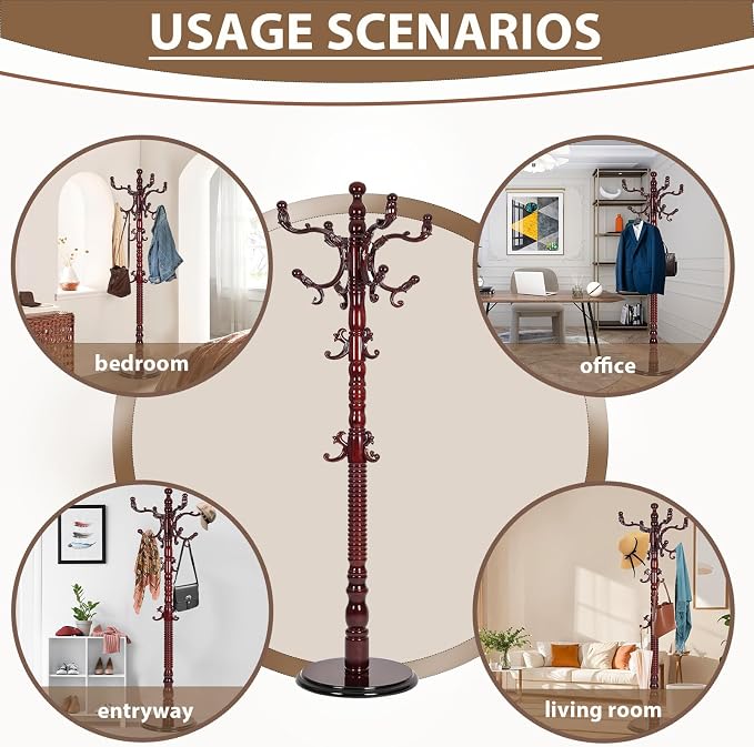 Solid Wooden Coat Rack Stand, Coat Racks Freestanding - Image 7