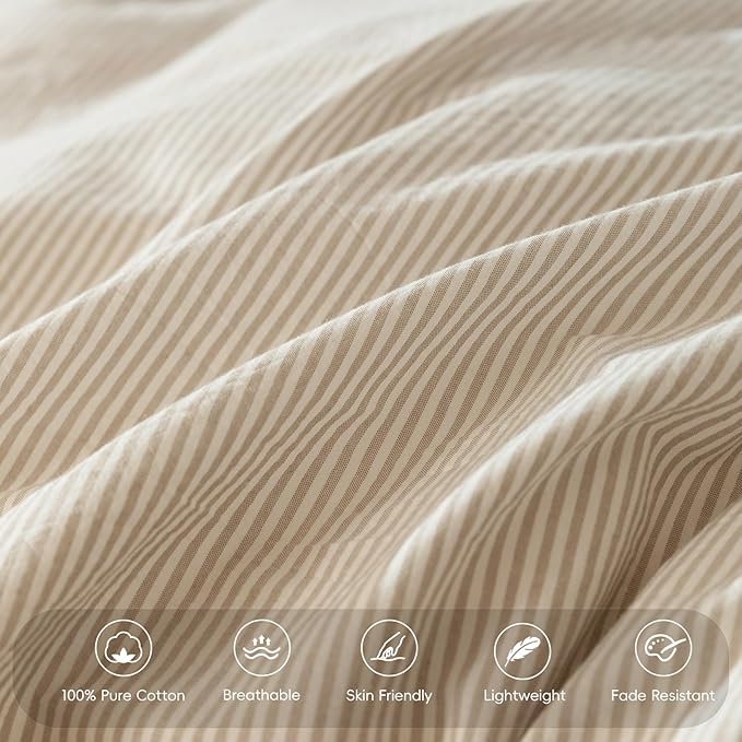 MooMee Bedding Pillowcases Striped Pack of 2 100% Washed Cotton Linen Like - Image 4
