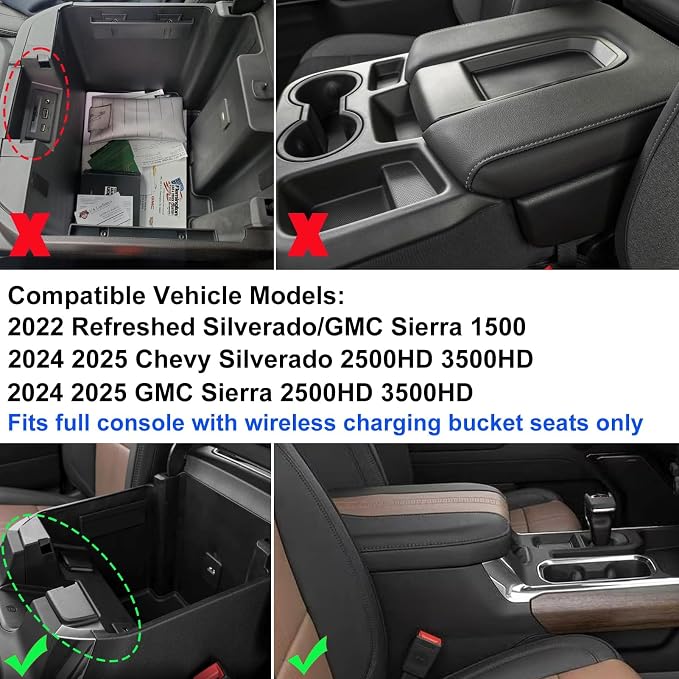 Center Console Tray for 2022-2024 2025 Chevy Silverado/GMC Sierra 1500 and 2024 - Image 2