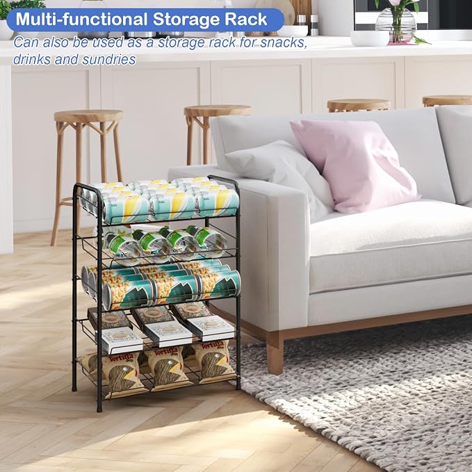 Vrisa 5 Tier Can Organizer for Pantry Can Holders 60 Cans Rack Canned Goods - Image 5