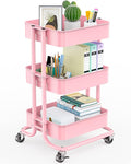 Pipishell 3-Tier Metal Rolling Utility Cart, Heavy-Duty Storage Cart by Pipishell