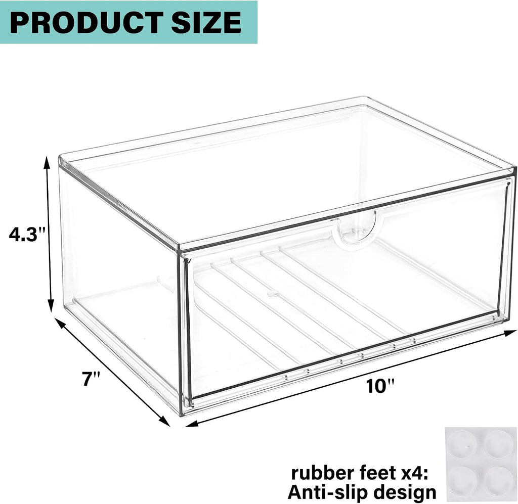 Prsildan Acrylic Makeup Organizer Stackable Clear Storage Drawers for