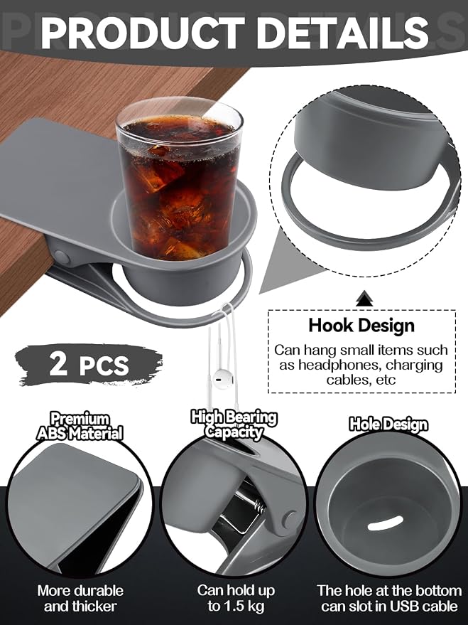 2PCS Drinking Cup Holder, Kalolary Desk Bottle Cup Stand DIY Glass Clamp - Image 3