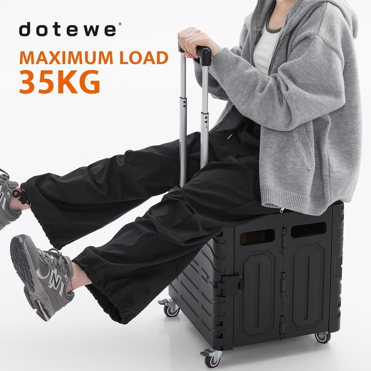 Folding Utility Cart Black Portable Rolling Crate Handcart Foldable