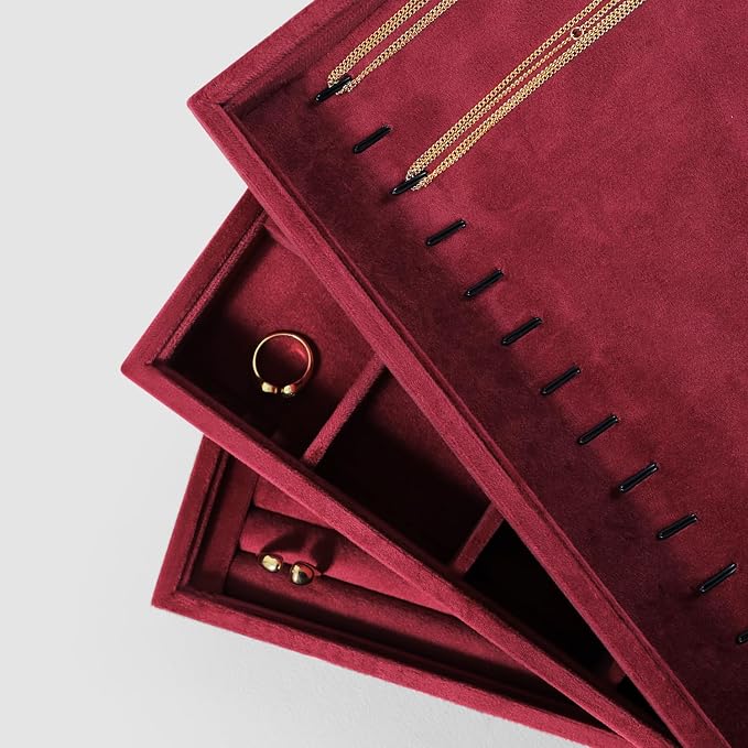 Velvet Stackable Jewelry Display Tray, 24 Grid Earring Ring Storage Tray - Image 9