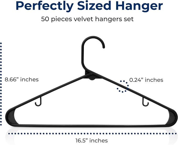 SereneLife 50 Pack Plastic Hangers, Space-Saving Closet Organizers, Durable and - Image 2