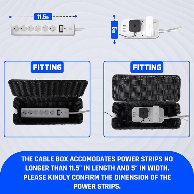 Cable Management Box, Handmade Rattan Cable Organizer, 2 Open Slots Cords Hider - Image 3