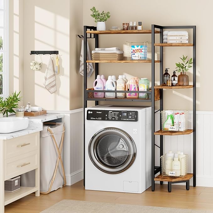 K1 Heavy Duty 7-Tier Over The Toilet Storage（With Basket and Paper - Image 2