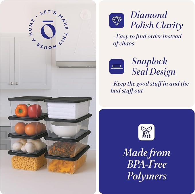 HOMZ 10-Pack Snaplock, Small Clear Plastic Storage Organizer Bins w/Lids - Image 3