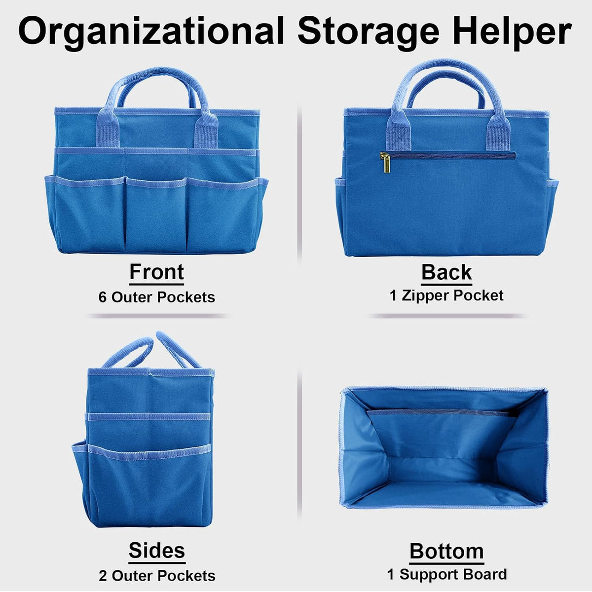 Cupohus Craft Organizer Bag, Blue Art Supply Tote with Multiple