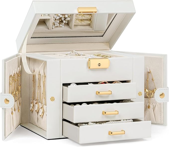 TORIBIO Jewelry Box for Women, Leather Jewelry Organizer by TORIBIO