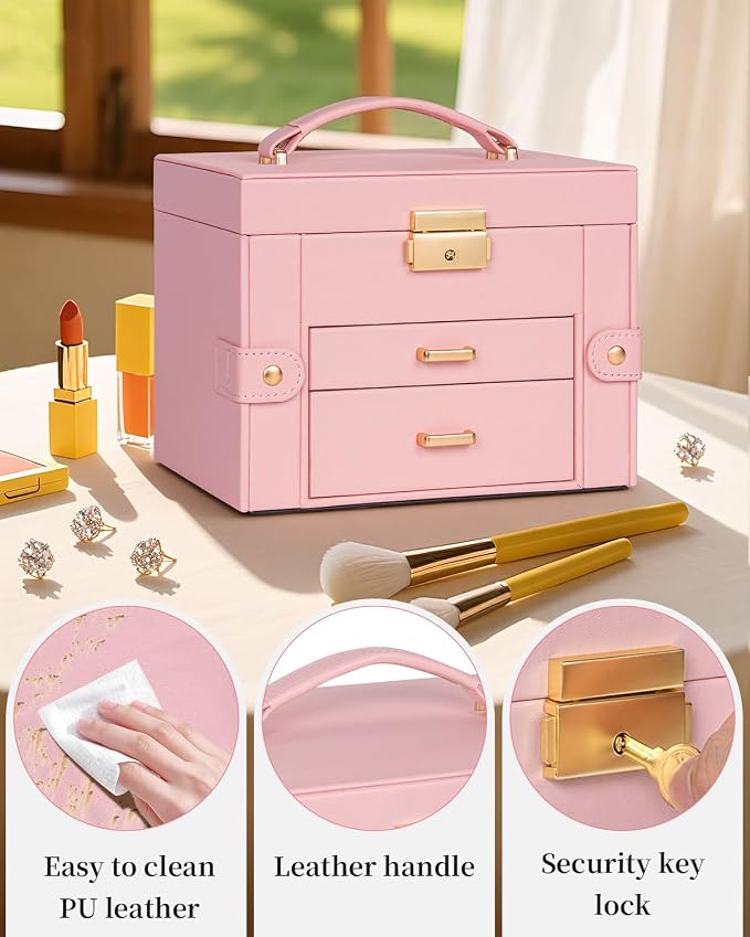 TORIBIO Jewelry Box for Women, Leather Jewelry Organizer - Image 7