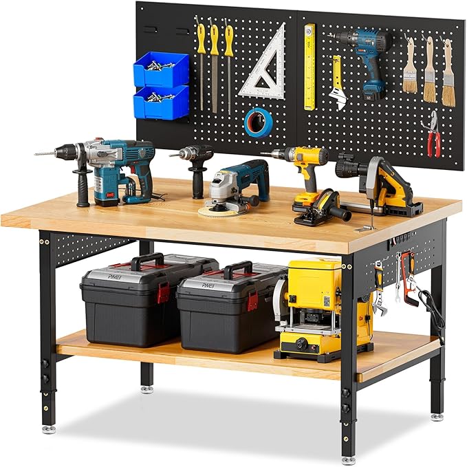 Adjustable Height Work Bench 48×24 Workbench by MUWOOD