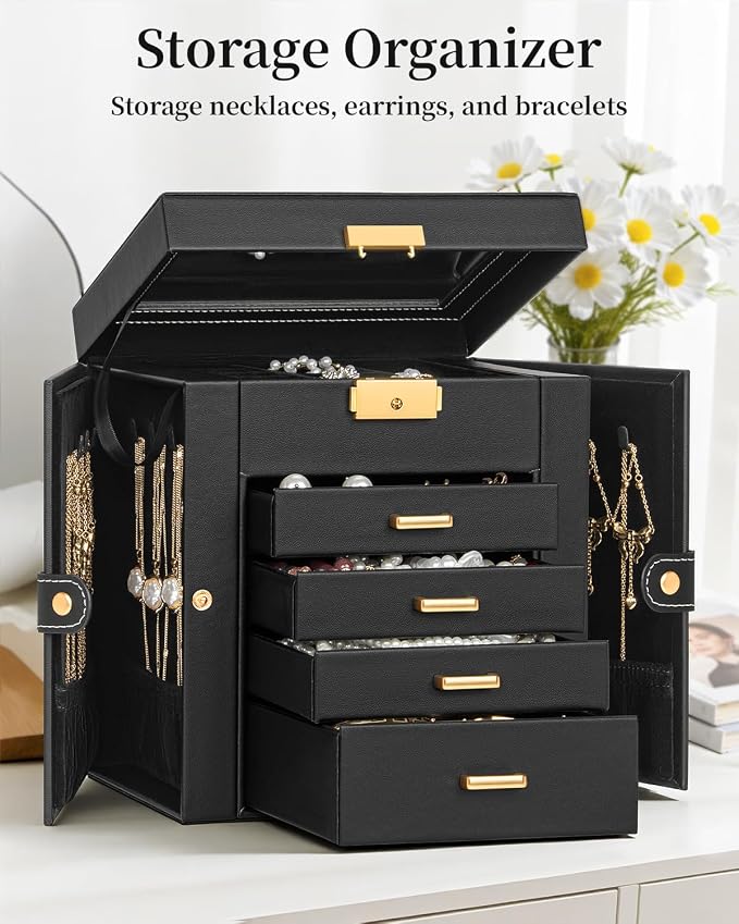 TORIBIO Jewelry Box for Women, Leather Jewelry Organizer - Image 3