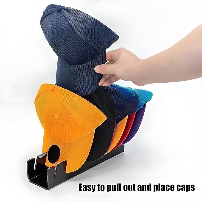 Hat Organizer for Baseball Caps, 2 Pack No Install Clear Acrylic Hat Rack - Image 2