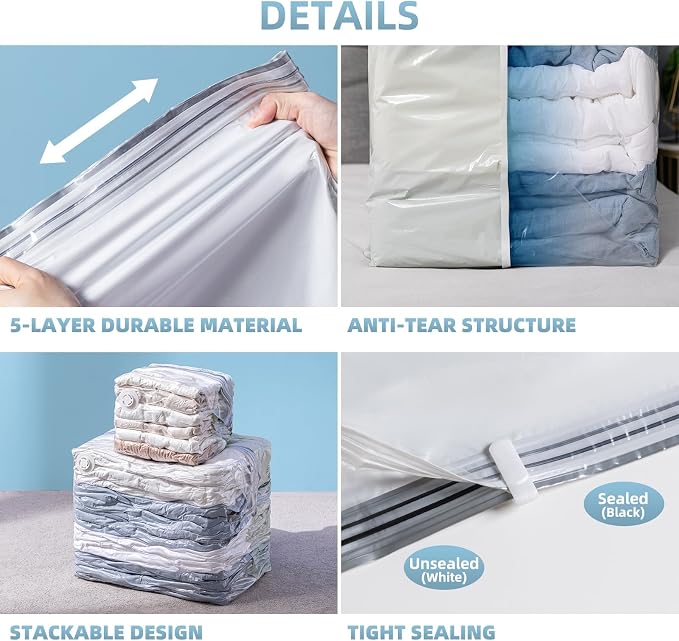 8 Pack Vacuum Storage Bags, Cube Combo, Vacuum Seal Bags - Image 5