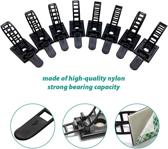 50 Pieces Cable Management Desk Wire Organizer Cable Ties Zip Ties Adhesive - Image 2
