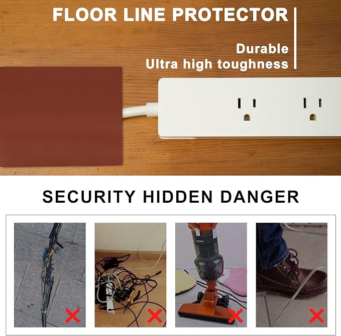 10Ft Floor Cord Cover Brown Silicone Cable Protector Easy to Install Wire - Image 5