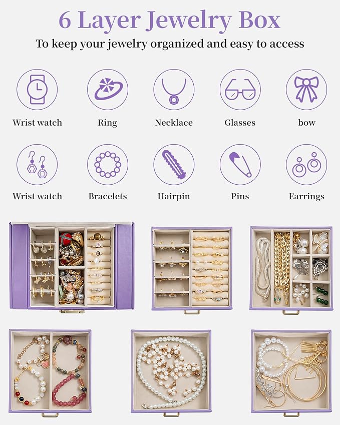 TORIBIO Large Jewelry Box for Women, Leather Jewelry Organizer - Image 4