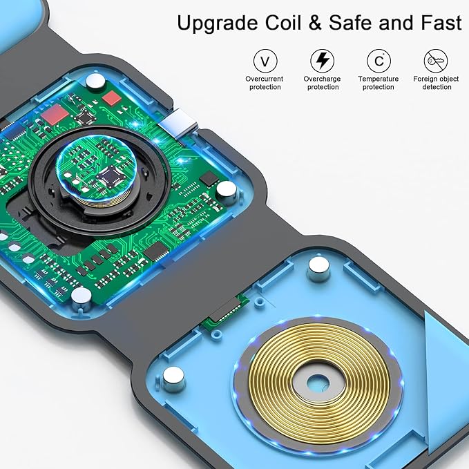 Wireless Charger 3 in 1, RTOPS Magnetic Travel Wireless Charging Station - Image 5