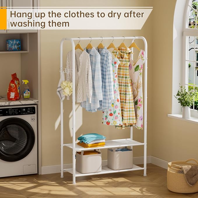 Clothes Garment Coat Rack Drying Clothing Racks Metal Freestanding - Image 8
