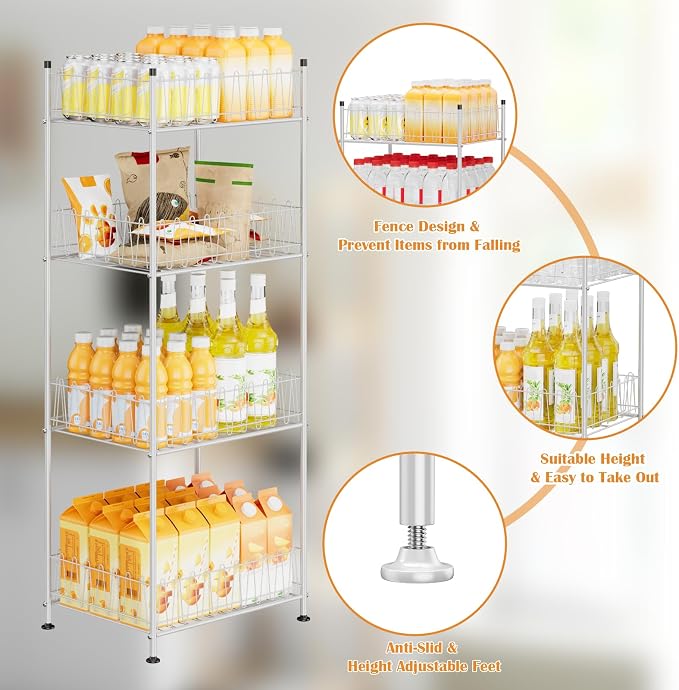 ETELI Water Bottle Holder Organizer 4 Tier Drink Can Shelf Organizer Rack - Image 5