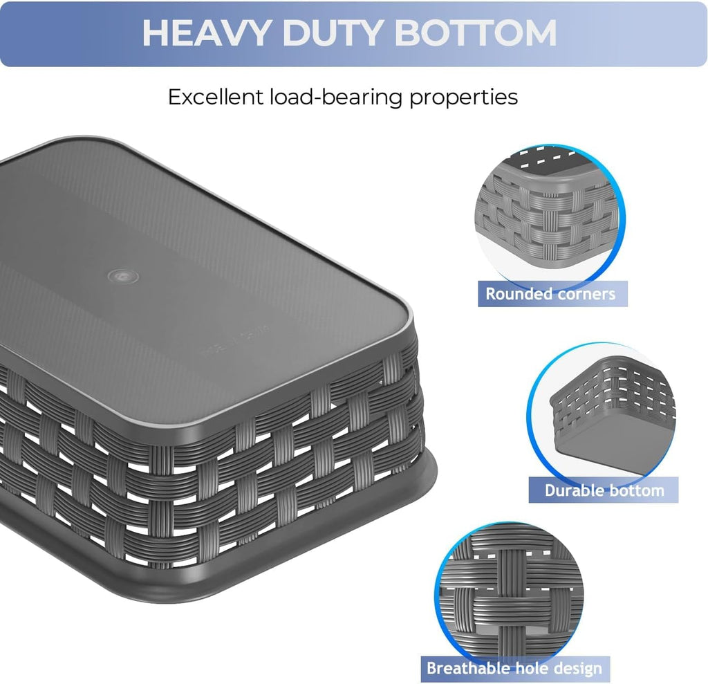 3 Pack Small Plastic Basket, Storage Bin Baskets for Organizing