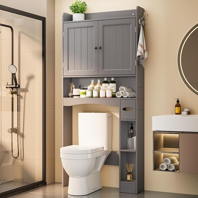 Ahomly Over The Toilet Storage Cabinet, 32.3" W Over Toilet Bathroom Organizer by Ahomly