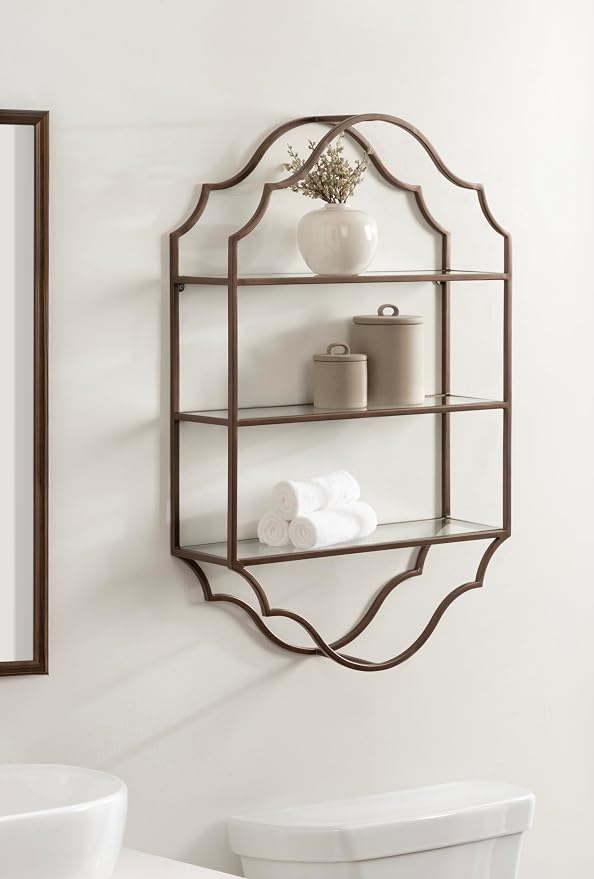 Kate and Laurel Leanna Scalloped Three-Tiered Wall Shelf, Decorative Floating - Image 2