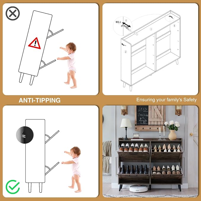 Shoe Storage Cabinet, Farmhouse Shoe Organizer - Image 6