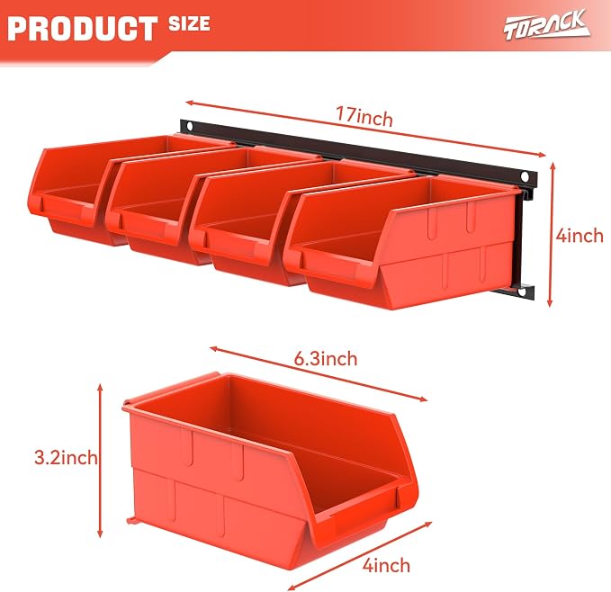 TORACK Wall Mounted Storage Bins, 16 Plastic Bins - Image 3