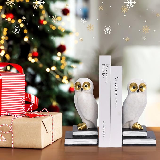 Book Ends for Shelves, Owl Decorative Bookends Bronze Bird Book Stopper Unique - Image 3
