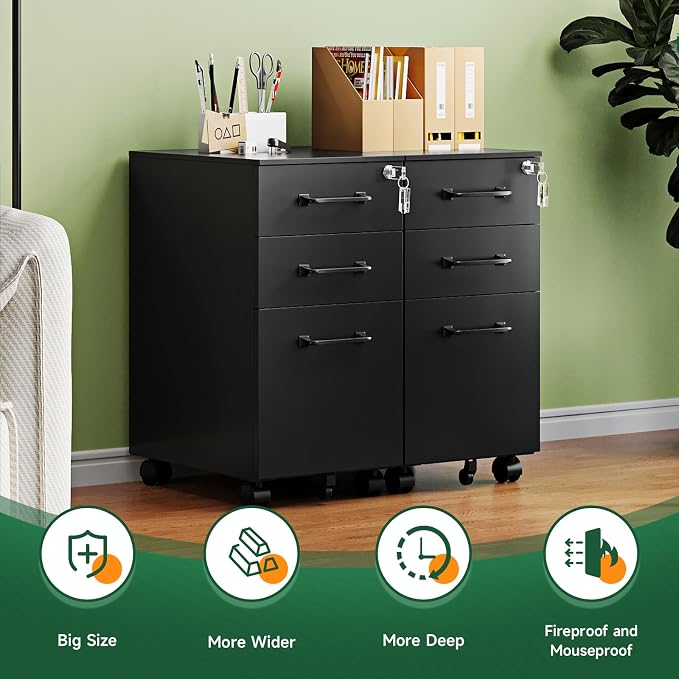 Letaya 3 Drawer Mobile File Cabinet - Image 7