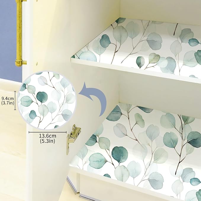 HAOKHOME Shelf Liner and Cabinet Liner Boho Leaf, Self-Adhesive Drawer Liners - Image 4