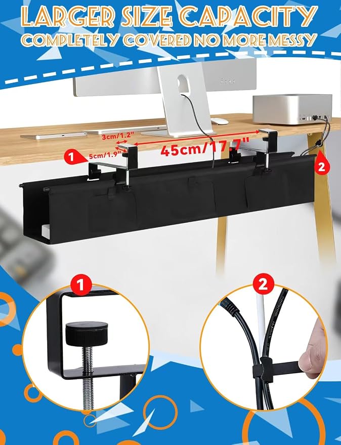 No Drill Under Desk Cable Management Tray - Image 6