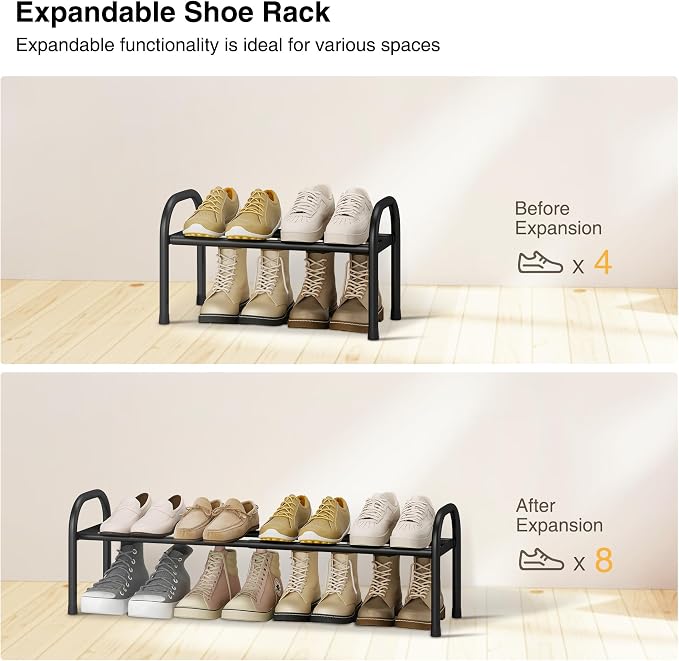 STO STO Expandable Shoe Organizer, 1-Tier Metal Shoe Rack - Image 4