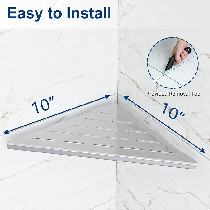 Corner Shower Shelves, 10” Recessed Tile Shower Shelf, 304 Stainless Steel - Image 5