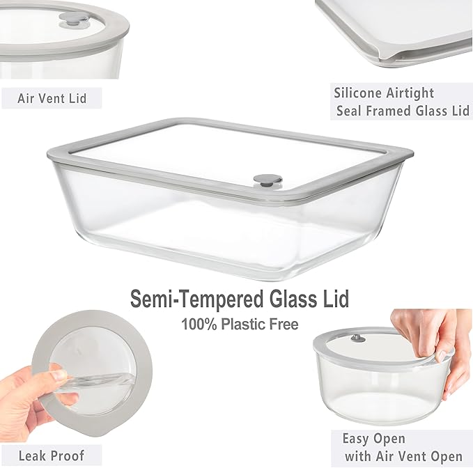 Glass Food Containers with Glass Lid, Microwave Safe Food Storage Container - Image 2