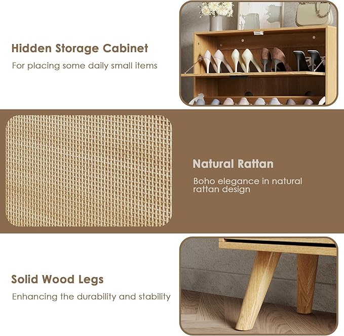 MU Natural Rattan Shoe Cabinet, Entryway Shoe Cabinet - Image 6