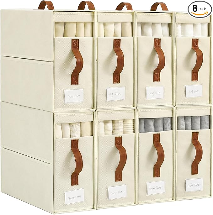 Bed Sheet Organizers and Storage, 8 Pack Linen Closet Organizers, Foldable by Freebat