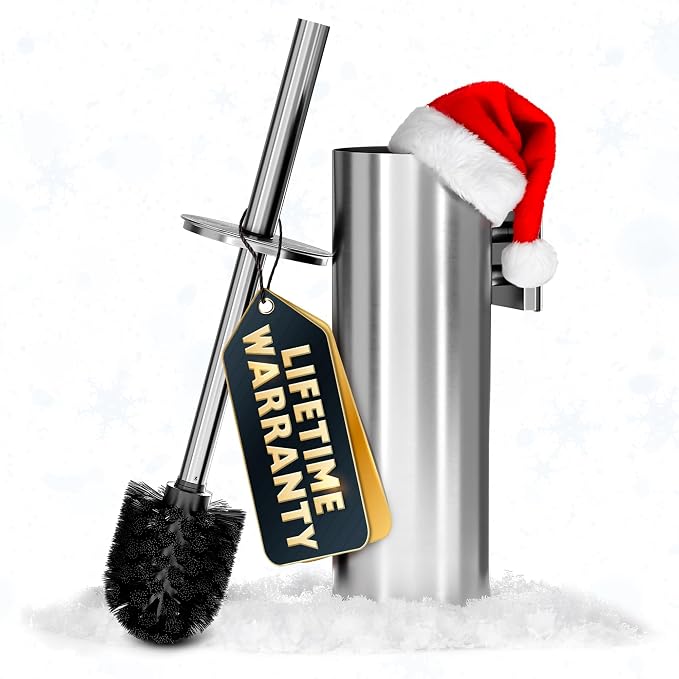 Silver Modern Toilet Brush and Holder Set by Novsix