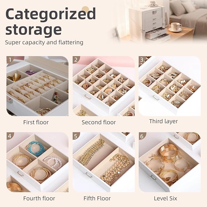 BOOVO Jewelry Box For women, 6 Layer Large Jewelry Organizer - Image 3