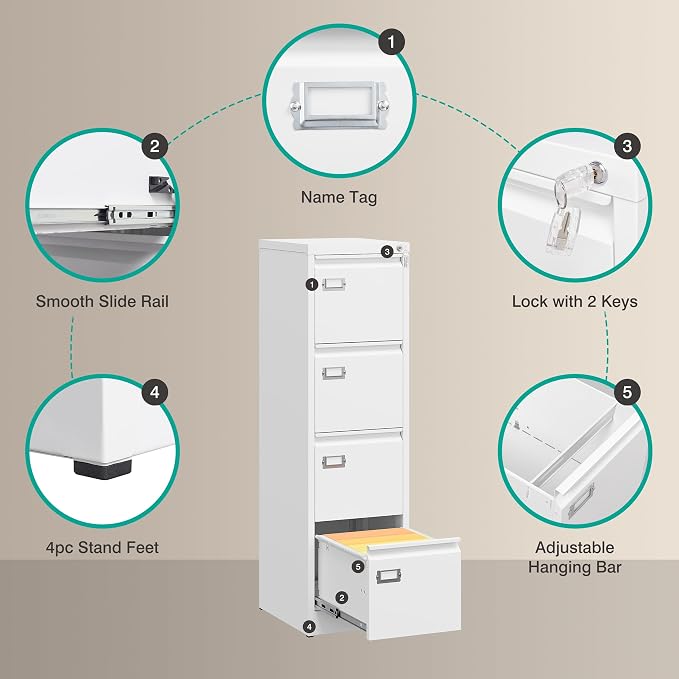 SISESOL 4 Drawer File Cabinet - Image 6