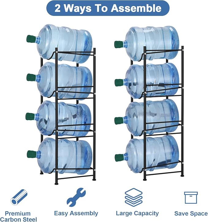 smusei 5 Gallon Water Bottle Jug Holder 4 Tier Heavy Duty Cooler Jug Storage - Image 6