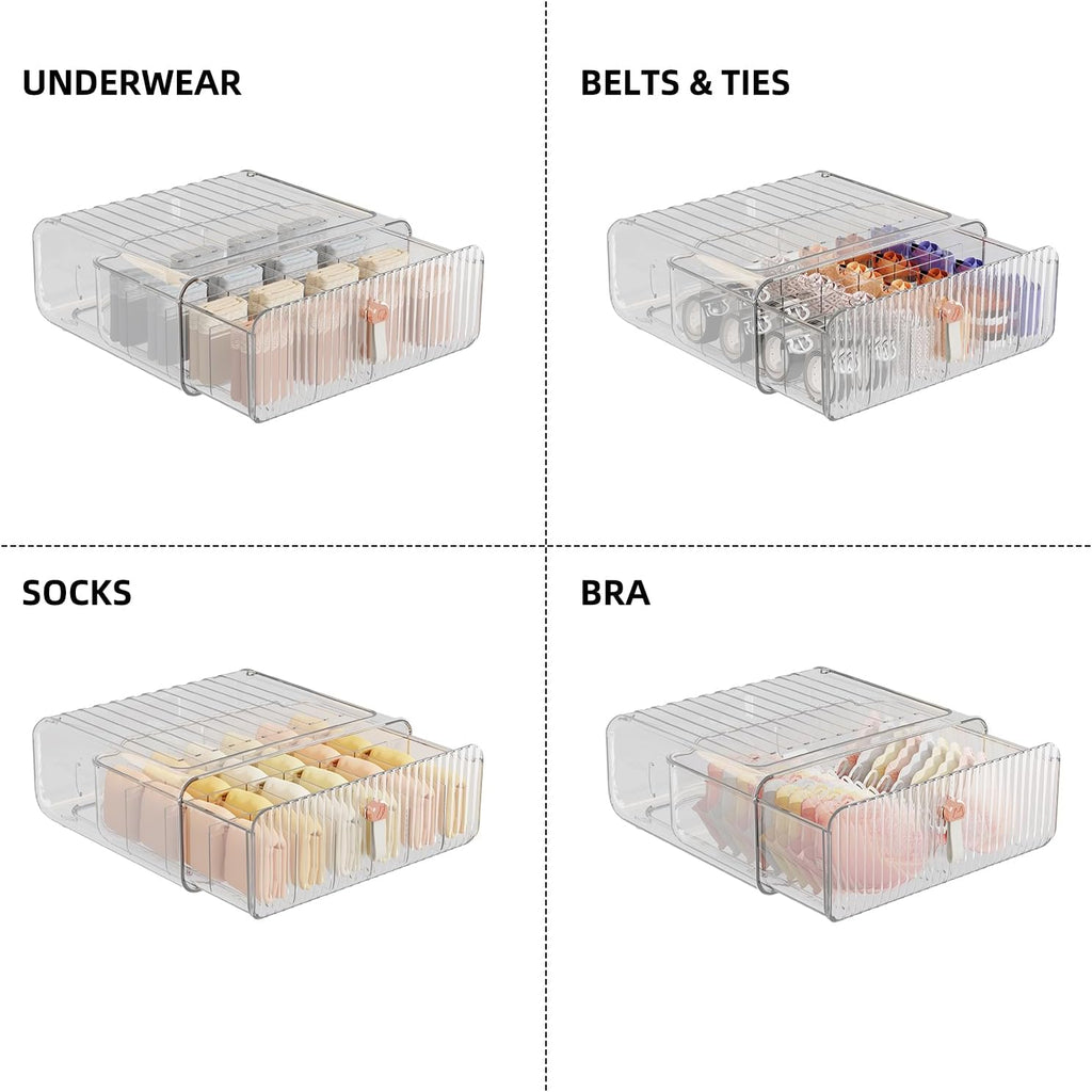 Underwear Drawer Organizer, Stackable Bra Organizer for Closet, 1 Cell