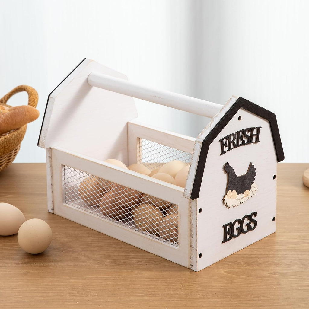 ZSHLXM Wood Farmhouse Egg Collecting Basket - Gather Fresh Eggs from